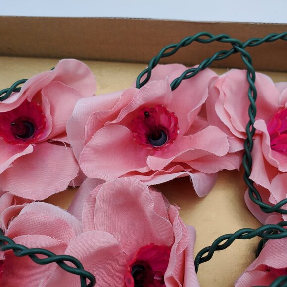 Vintage Franks Nursery & Crafts String Lights Silk Rose Flower Patio Porch Lanai - Picture 6 of 7